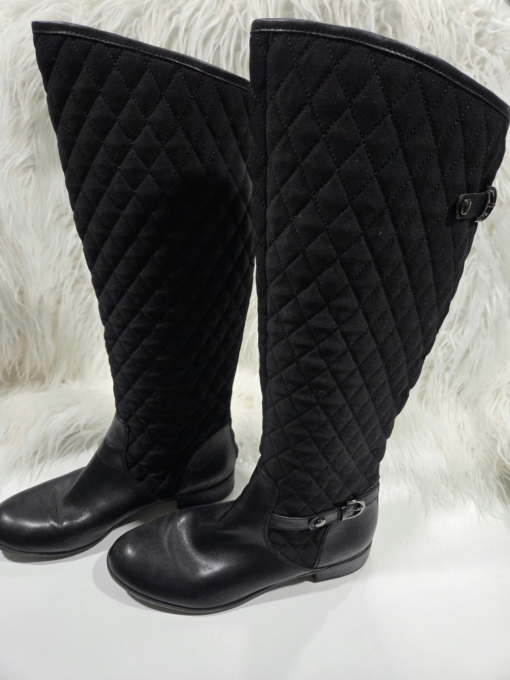 White Mountain Black Quilted Over-the-Knee Riding Boots Size 9